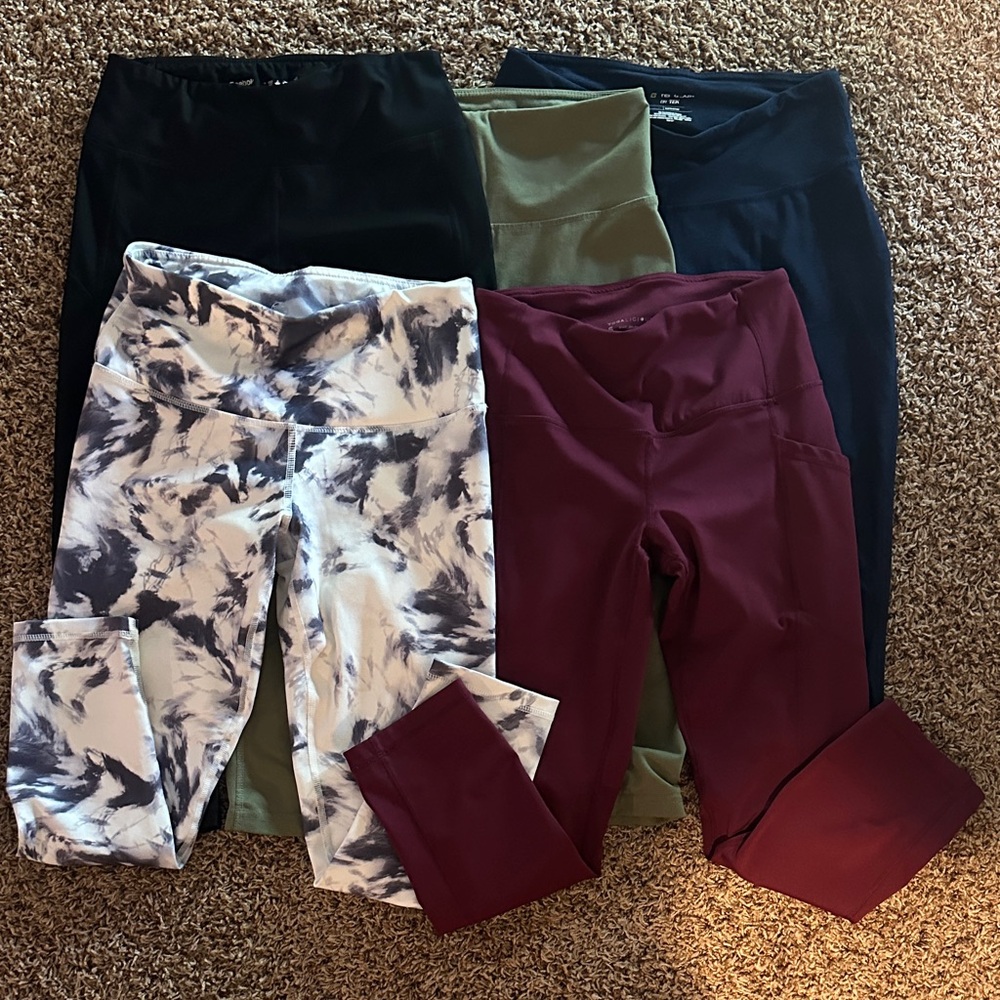 Stylish Leggings Set - Black, Olive, Burgundy, Navy, and Marble